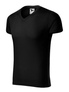 Slim Fit V-neck tričko pánské černá