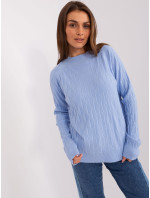Svetlomodrý klasický sveter s bavlnou