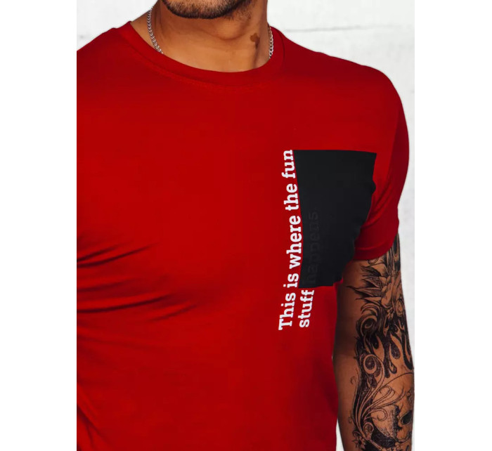 Červené pánske tričko s potlačou Dstreet RX5062