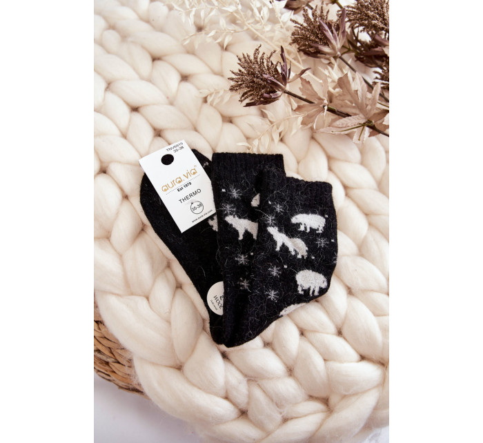 Dámske vlnené ponožky V Polar Bear Black