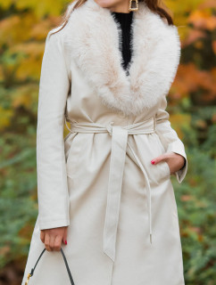 Sexy leather look Winter Coat with faux fur details