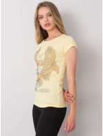 Svetložlté dámske tričko s aplikáciou