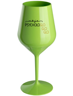 MOJA PSYCHOLOGLOGLOGLO - zelený nerozbitný pohár na víno 470 ml