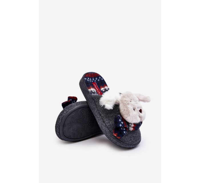 Detské papuče s hrubou podrážkou s medvedíkom Grey Dasca