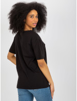 Čierne dámske tričko s flitrovou aplikáciou