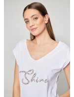 Trička Bavlněné tričko s nápisem model 18677672 Bílá - Monnari