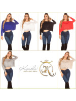 Sexy KouCla Crop sweater with rhinestones