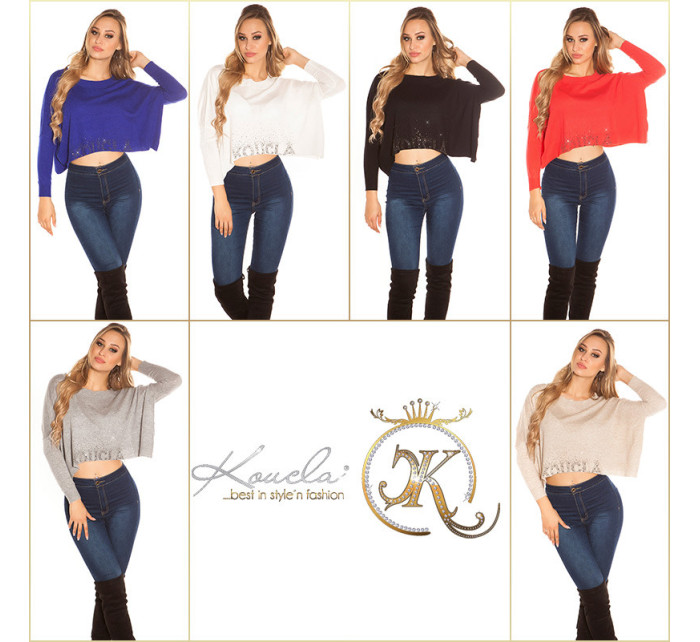 Sexy KouCla Crop sweater with rhinestones