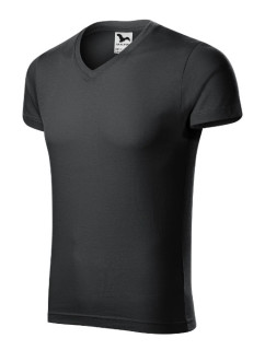 Slim Fit V-neck tričko pánské ebony gray