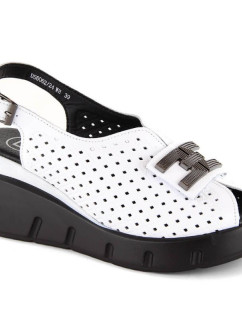 W bílé kožené sandály na platformě s vzorem model 20108553 - FILIPPO