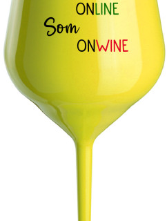 NIE SOM ONLINE SOM ONWINE - žltý nerozbitný pohár na víno 470 ml