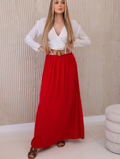 Viskózová sukně s ozdobným páskem červený