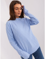 Svetlomodrý klasický sveter s bavlnou