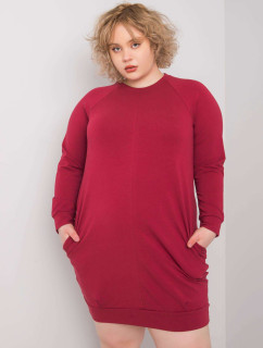 Vínové plus size šaty s dlhými rukávmi