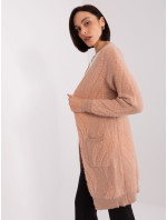 Broskyňový dámsky sveter s vreckami