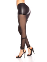 Sexy KouCla Wetlook Leggings with mesh & rivets