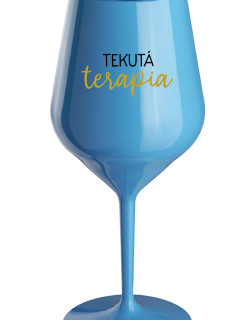 TEKUTÁ TERAPIA - modrý nerozbitný pohár na víno 470 ml