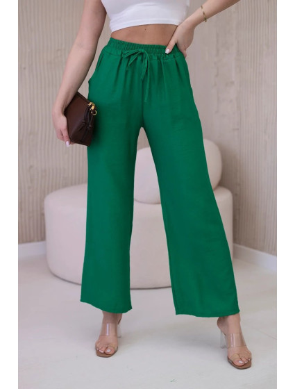 Viskózové široké zelené nohavice