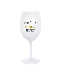 BABIČKINA TEKUTÁ TERAPIA - biely pohár na víno 350 ml