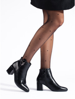 Štýlové čierne dámske členkové topánky na širokom podpätku