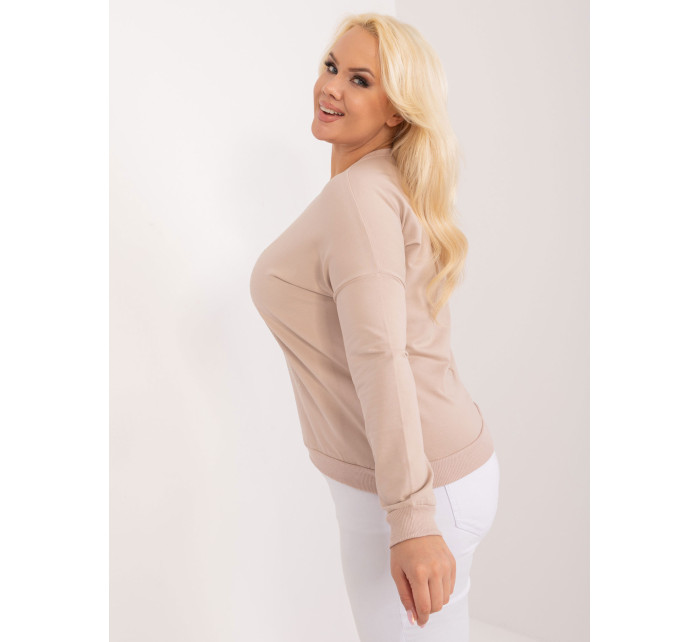 Béžová blúzka plus size s manžetami