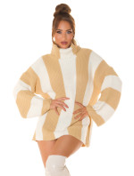 Trendy chunky knit dress with turtleneck