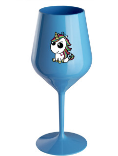DUHOVÝ JEDNOROŽEC - modrý nerozbitný pohár na víno 470 ml