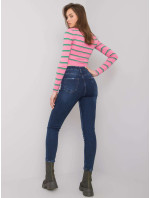 Tmavomodré rovné džínsy pre ženy