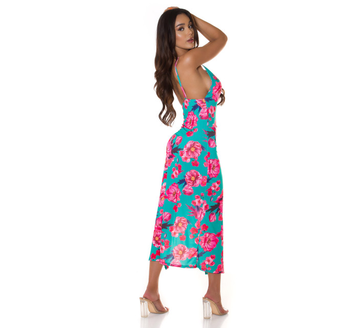 Sexy Summer Dress with XL Leg Slit and flower print