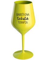 BABIČKINA TEKUTÁ TERAPIA - žltý nerozbitný pohár na víno 470 ml
