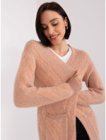 Broskyňový dámsky sveter s vreckami