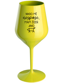 NIKDO MĚ NESPASE, MÁM ŽÍZEŇ JAKO PRASE - žltý nerozbitný pohár na víno 470 ml