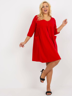 Červené mikinové šaty plus size basic s kapsami