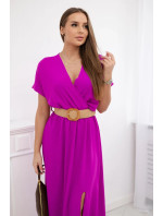 Dlhé šaty s ozdobným pásom tmavo fialové
