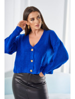 Rebrovaný sveter s gombíkmi nevädza modrá