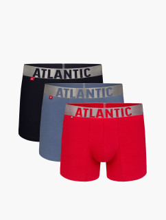 Pánske športové boxerky ATLANTIC 3Pack - čierne/modré/červené