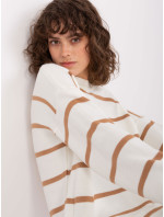 Ecru-hnedý nadrozmerný dámsky sveter